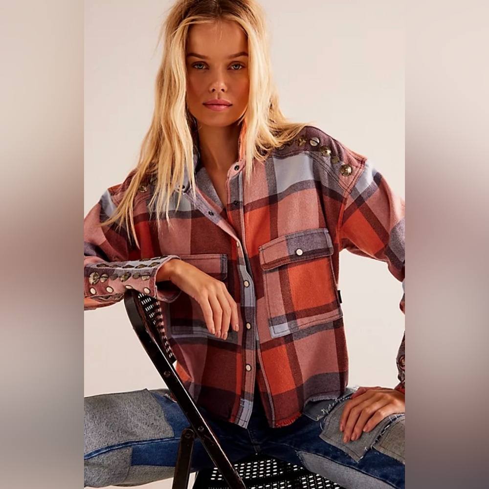 FP /We The Free Austin Plaid Flannel Button down Color Ginger Snap Size S